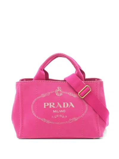 Pre-owned Prada 2000s Canapa Tote Bag In Pink