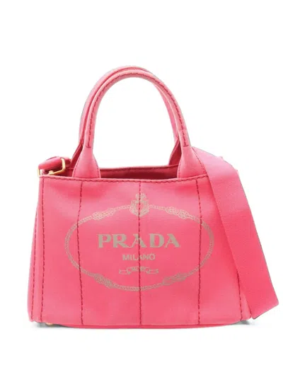 Pre-owned Prada 2000s Canapa Tote Bag In Pink