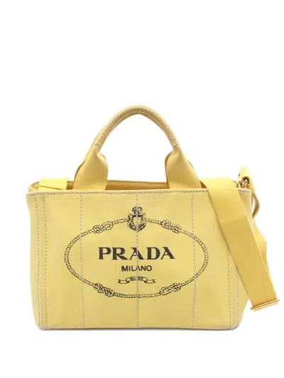 Pre-owned Prada 2000s Canapa Tote Bag In Yellow