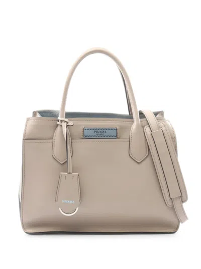 Pre-owned Prada 2000s City Calf Tote Bag In Neutrals