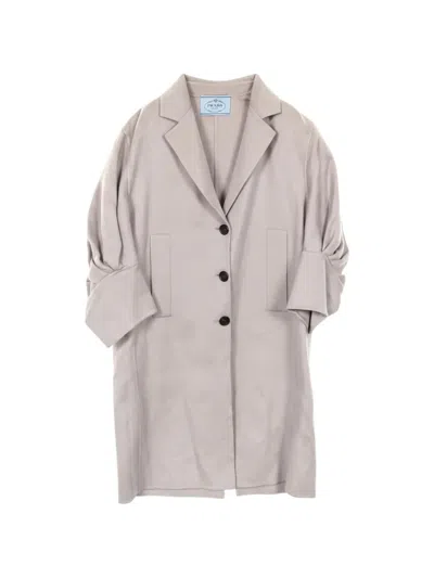 Pre-owned Prada 2000s Cocoon Cashmere Trench Coat In Gray