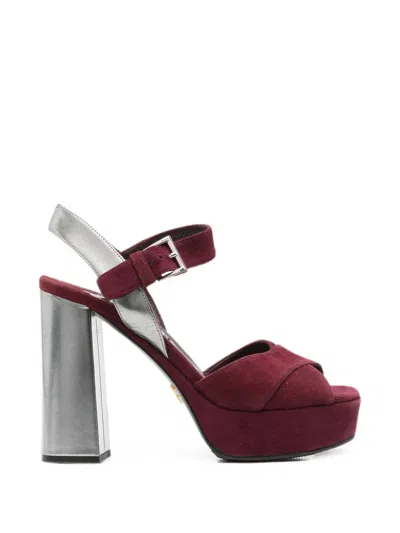 Pre-owned Prada 2000s Cross-straps Sandals In Red