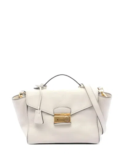 Pre-owned Prada 2000s Daino Leather Handbag In Neutral