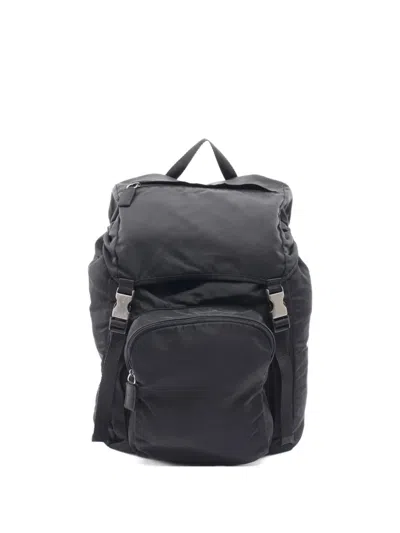Pre-owned Prada 2000s Drawstring Nylon Backpack In Black