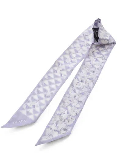 Pre-owned Prada 2000s Floral Scarf In Purple