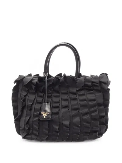 Pre-owned Prada 2000s Frill Tote Bag In Black