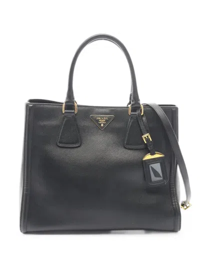 Pre-owned Prada 2000s Galleria Saffiano Leather Tote Bag In Black