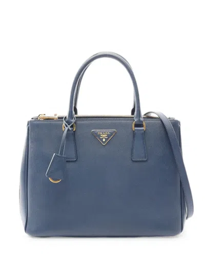Pre-owned Prada 2000s Galleria Saffiano Leather Tote Bag In Blue