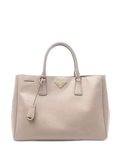 Pre-owned Prada 2000s Galleria Saffiano Leather Tote Bag In Neutrals
