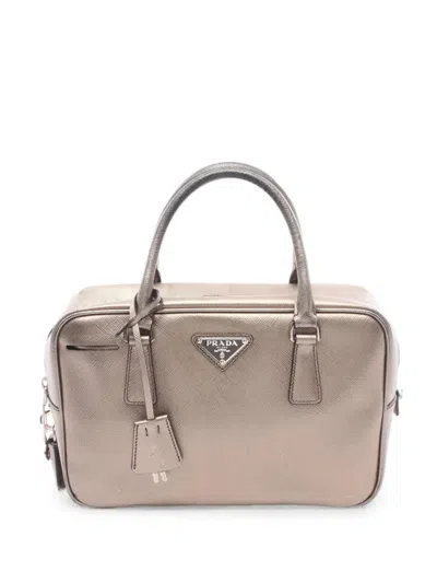 Pre-owned Prada 2000s Galleria Tote Bag In Gold