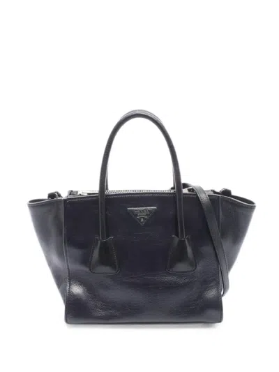 Pre-owned Prada 2000s Glace Calf Leather Tote Bag In Black