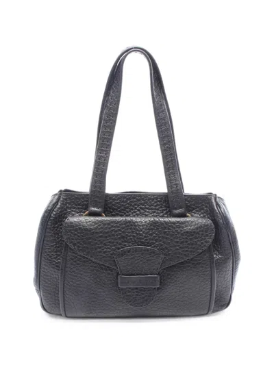 Pre-owned Prada 2000s Grained Leather Tote Bag In Black