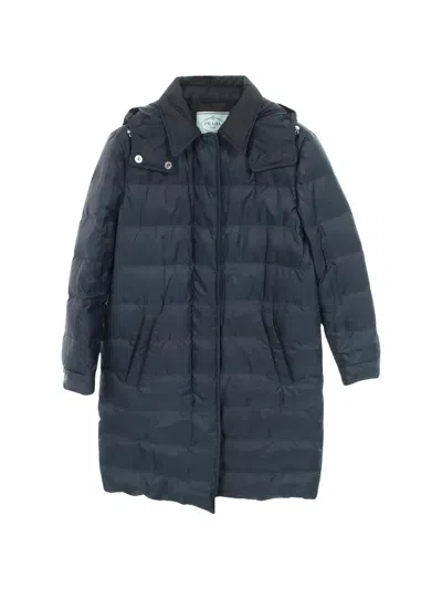Pre-owned Prada 2000s Hooded Down Coat In Blue