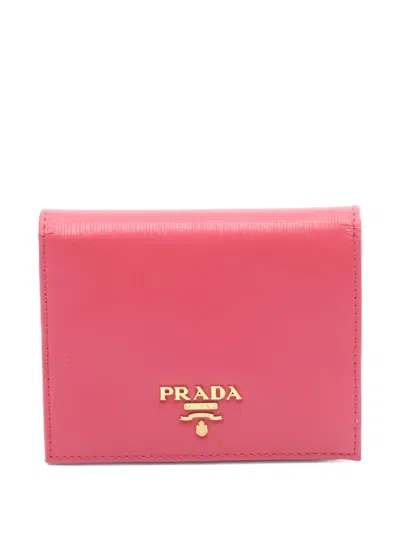 Pre-owned Prada 2000s Leather Bi-fold Wallet In Pink