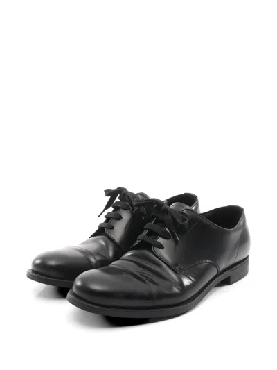 Pre-owned Prada 2000s Leather Derby Shoes In Black