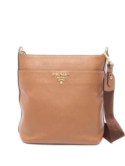Pre-owned Prada 2000s Leather Shoulder Bag In Brown