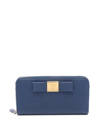Pre-owned Prada 2000s Leather Wallet In Blue