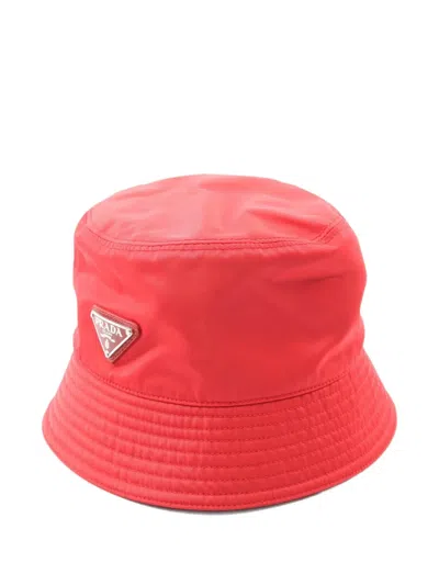 Pre-owned Prada 2000s Logo Bucket Hat In Red