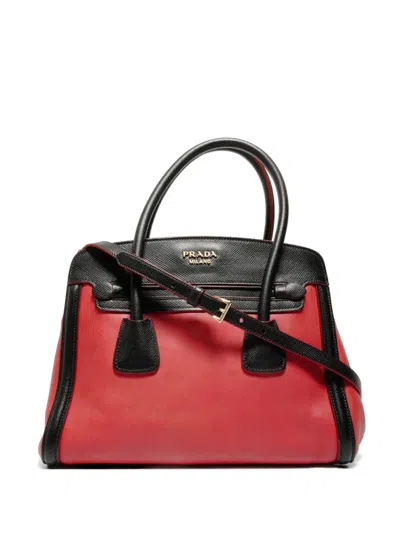 Pre-owned Prada 2000s Logo-detail Top-handle Tote Bag In Red