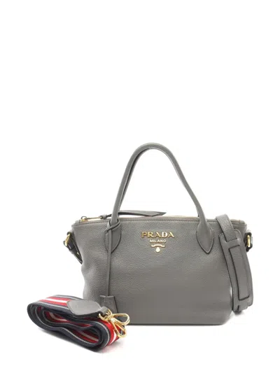 Pre-owned Prada 2000s Logo-lettering Tote Bag In Grey