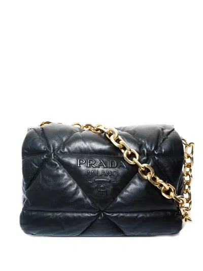 Pre-owned Prada 2000s Logo Padded Shoulder Bag In Black