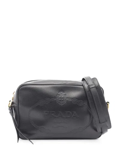 Pre-owned Prada 2000s Logo-embossed Shoulder Bag In Black