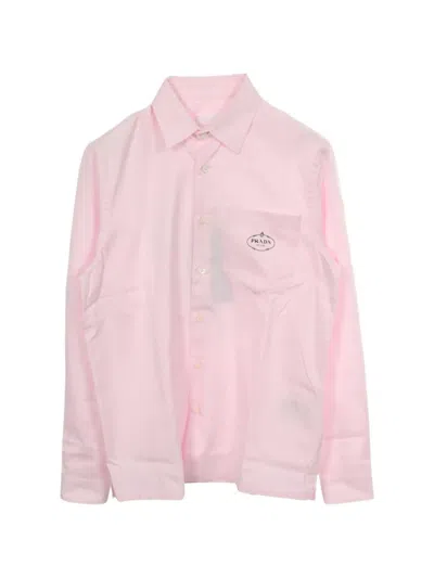 Pre-owned Prada 2000s Logo-embroidered Long-sleeve Shirt In Pink