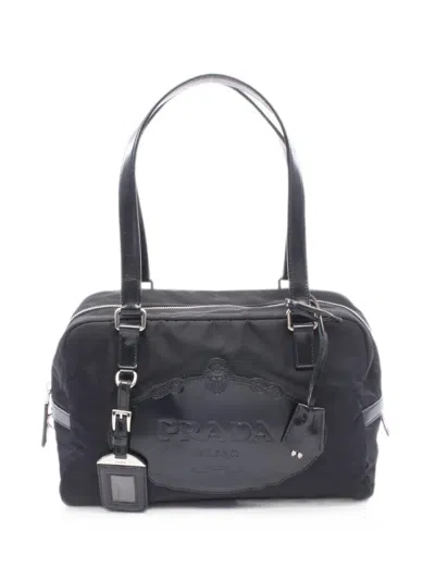 Pre-owned Prada 2000s Logo-patch Shoulder Bag In Black