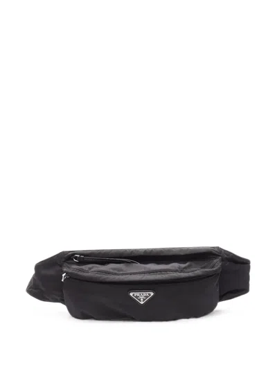 Pre-owned Prada 2000s Logo-plaque Belt Bag In Black