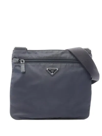 Pre-owned Prada 2000s Logo-plaque Shoulder Bag In Blue