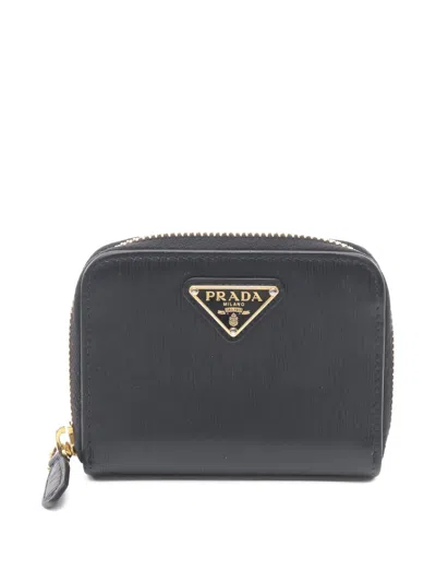 Pre-owned Prada 2000s Logo-plaque Wallet In Black