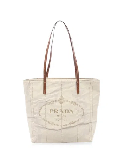 Pre-owned Prada 2000s Logo-print Tote Bag In Neutrals