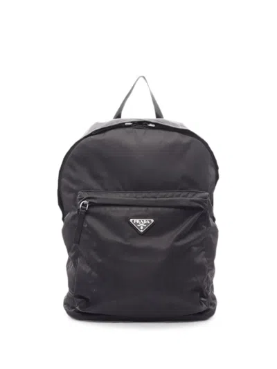 Pre-owned Prada 2000s Logo-triangle Backpack In Black