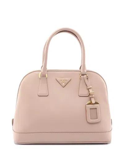 Pre-owned Prada 2000s Lux Saffiano Leather Tote Bag In Neutral