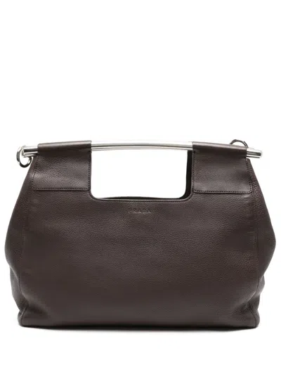 Pre-owned Prada 2000s Metal-bar Tote Bag In Brown