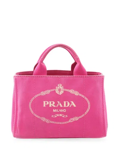 Pre-owned Prada 2000s Mini Canapa Tote Bag In Pink