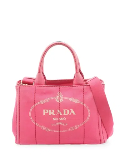 Pre-owned Prada 2000s Mini Canapa Two-way Handbag In Pink