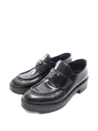 Pre-owned Prada 2000s Monolith Loafers In Black