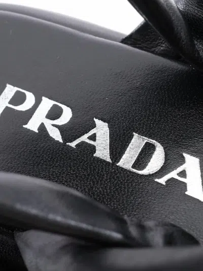 Pre-owned Prada 2000s Padded Crossover Sandals In Black