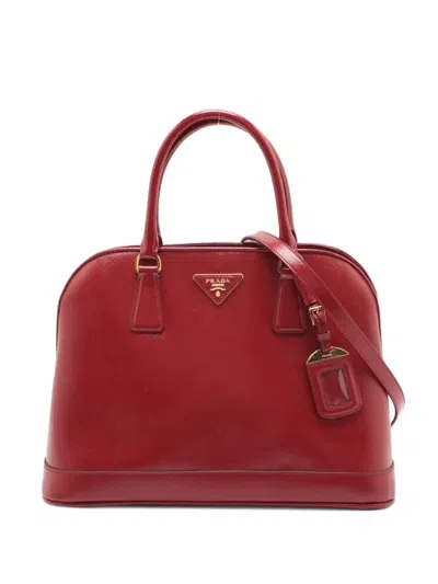 Pre-owned Prada 2000s Patent Leather Two-way Bag In Red