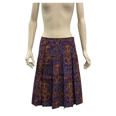 Pre-owned Prada 2000s  Brocade Pleated Midi Skirt In Black