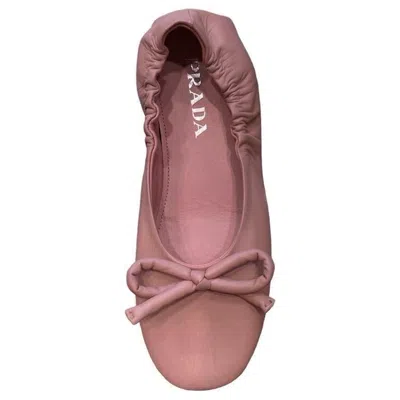 Pre-owned Prada 2000s  Pink Leather Ballet Style Shoes Dead Stock