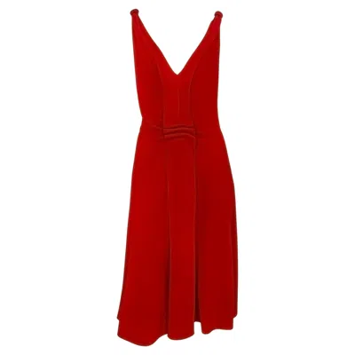 Pre-owned Prada 2000s  Sleeveless Red Flare Dress Bunched Panel It40