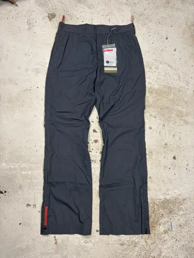 Pre-owned Prada 2000s  Sport Tela Cotone Straight Red Tab Pants In Blue
