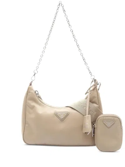 Pre-owned Prada 2000s Re-edition 2005 Shoulder Bag In Neutral