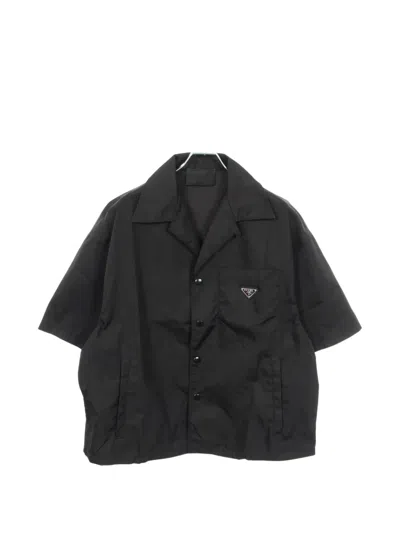 Pre-owned Prada 2000s Re-nylon Short-sleeve Shirt In Black