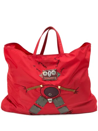 Pre-owned Prada 2000s Robot Tote Bag In Red