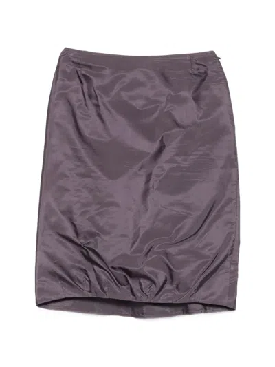 Pre-owned Prada 2000s Ruched-detail Skirt In Purple