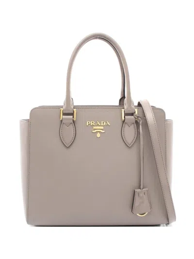 Pre-owned Prada 2000s Saffiano Leather 2way Tote Bag In Neutral