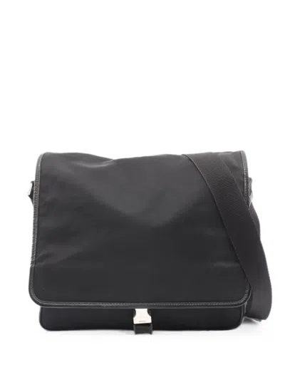 Pre-owned Prada 2000s Saffiano Leather Messenger Bag In Black